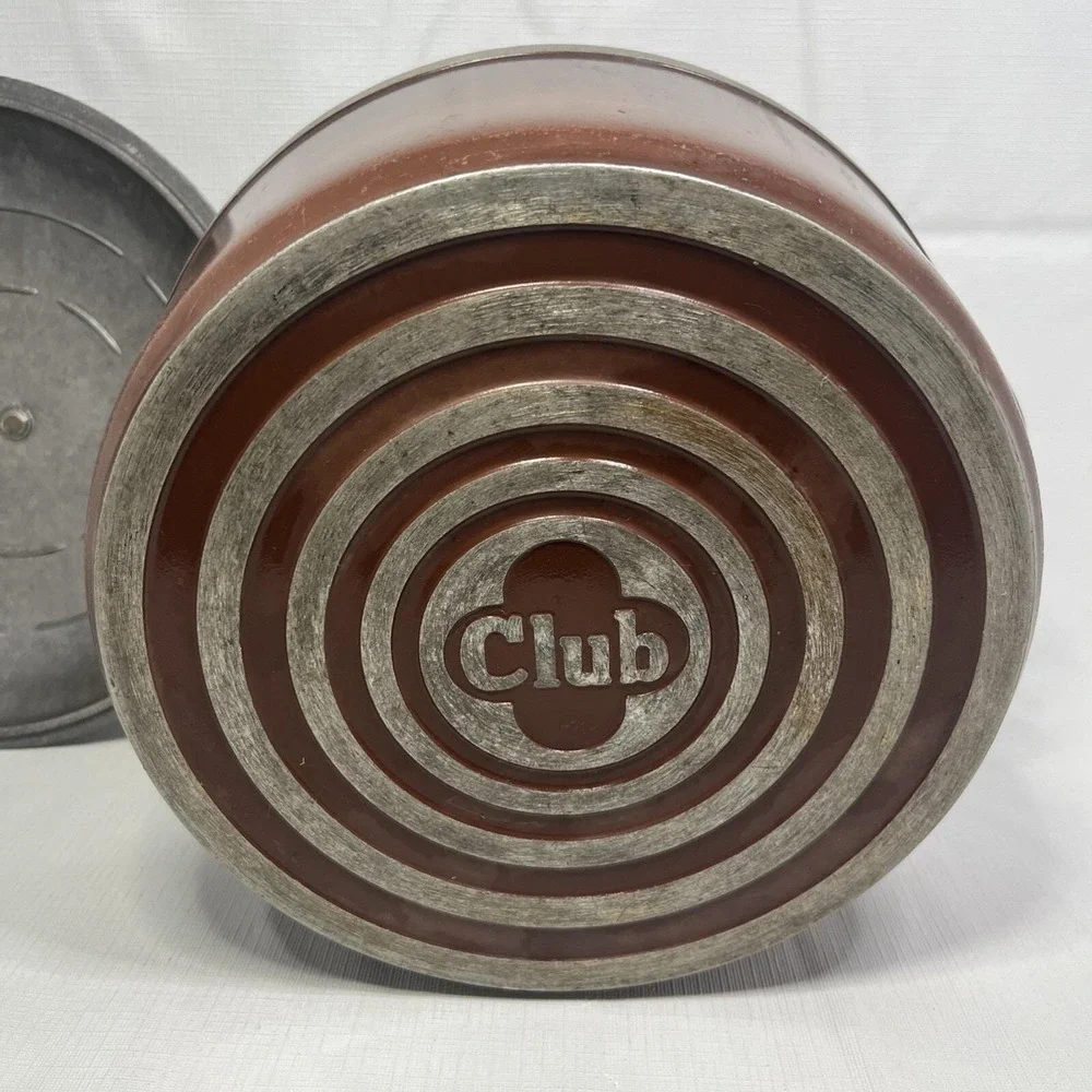 Vintage Club Brown Dutch Oven Large Stock Pot With Lid Cast Aluminum Collectible